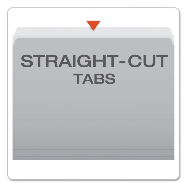Pendaflex Straight-Cut Color File Folders, Letter Size, Gray, Box Of 100