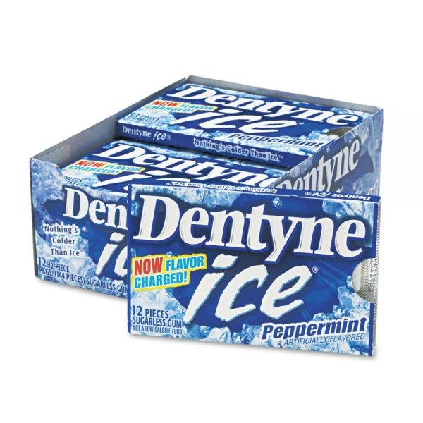 Dentyne Ice Sugarless Gum, Peppermint Flavor, 16 Pieces/Pack, 9 Packs/Box