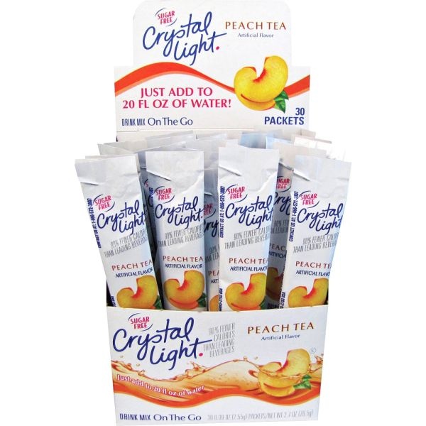 Crystal Light On The Go Mix Sticks, Peach Tea, Box Of 30 Packets