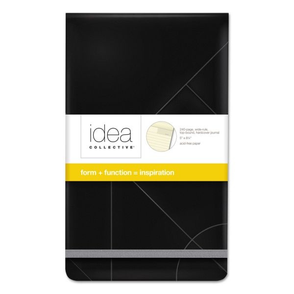 Tops Idea Collective Journal Pad With Hard Cover, Wide/Legal Rule, Black Cover, 120 Cream 5 X 8.25 Sheets