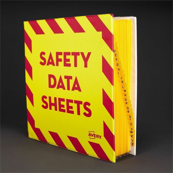 Avery Preprinted Safety Data Sheet 3-Ring Binder, 2" Rings, Yellow/Red