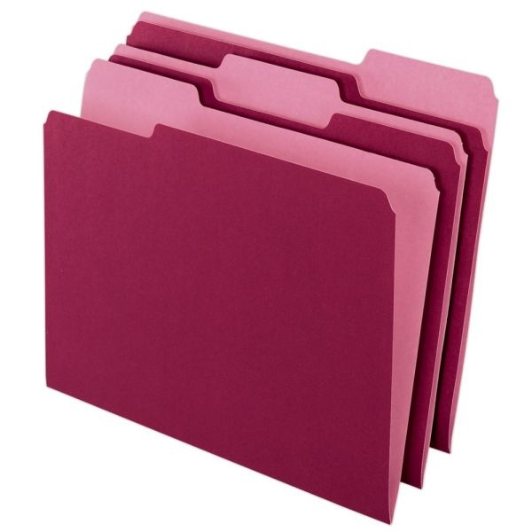 Pendaflex 2-Tone Color Folders, 1/3 Cut, Letter Size, Burgundy, Pack Of 100