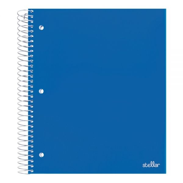 Stellar Poly Notebook, 8-1/2" X 10-1/2", 3 Subject, Wide Ruled, 150 Sheets, Blue