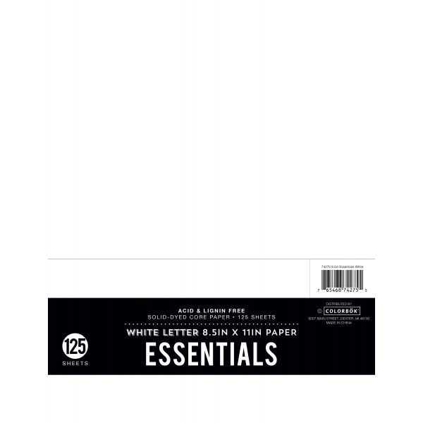 Colorbok Essentials 24Lb Cardstock 8.5"X11" 125/Pkg