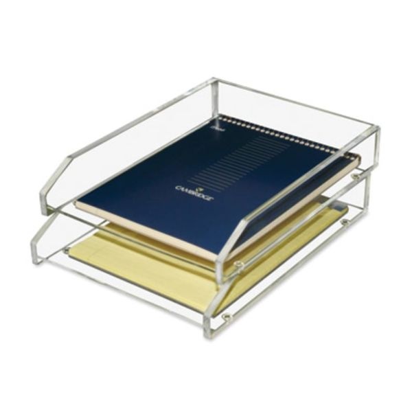 Kantek 2-Tier Letter Trays, 2-1/2"H X 10-1/2"W X 13-3/4"D, Clear, Pack Of 2 Trays