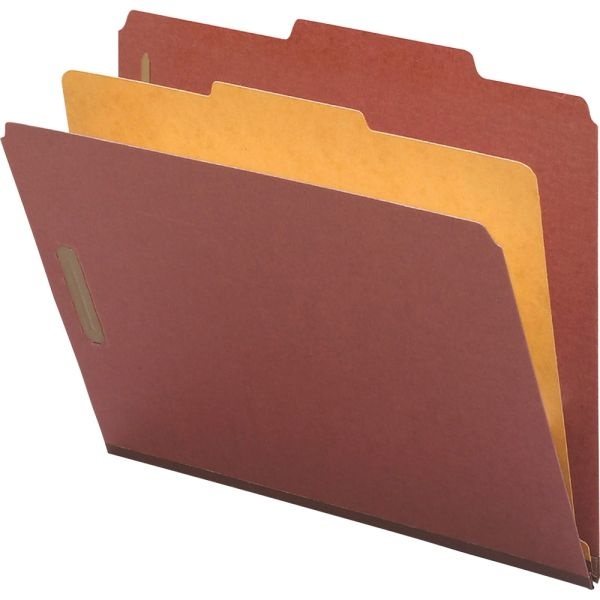 Nature Saver Classification Folders, Legal Size, 1 Partition, 100% Recycled, Red, Box Of 10