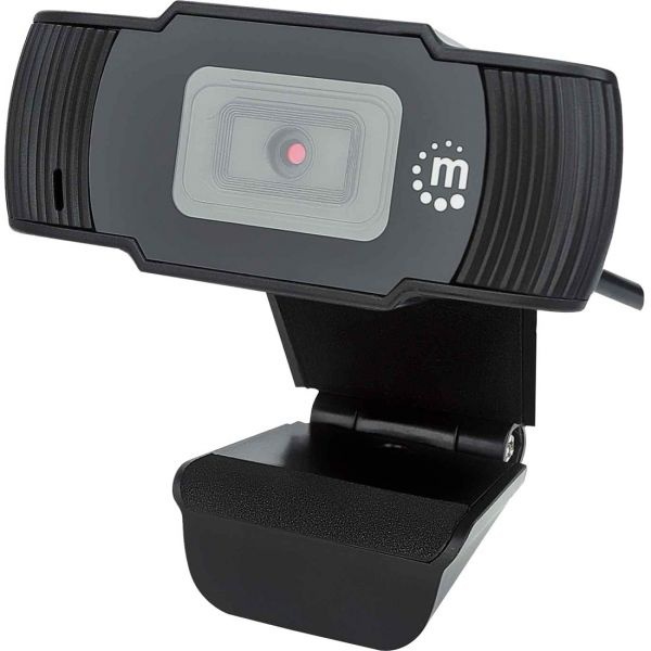 Manhattan Usb Webcam, Two Megapixels, 1080P Full Hd, Usb-A, Integrated Microphone, Adjustable Clip Base, 30 Frame Per Second, Black, Three Year Warranty, Box
