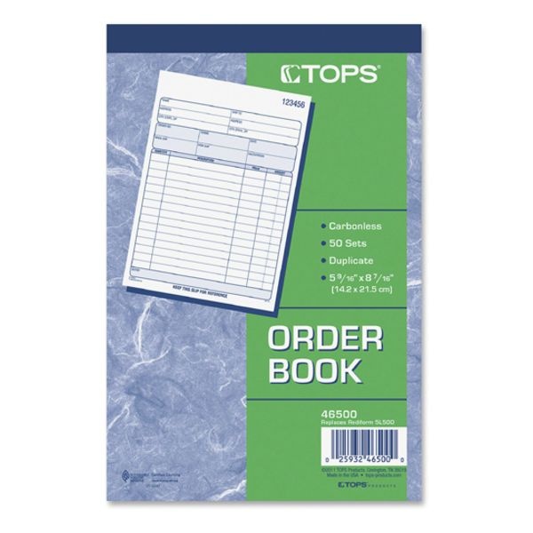 Tops Sales Order Book, Two-Part Carbonless, 5.56 X 7.94, 1/Page, 50 Forms