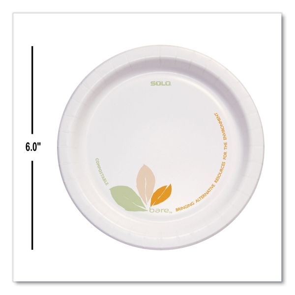 Solo Bare Heavyweight Paper Plates Perfect Pak, 6", Pack Of 500