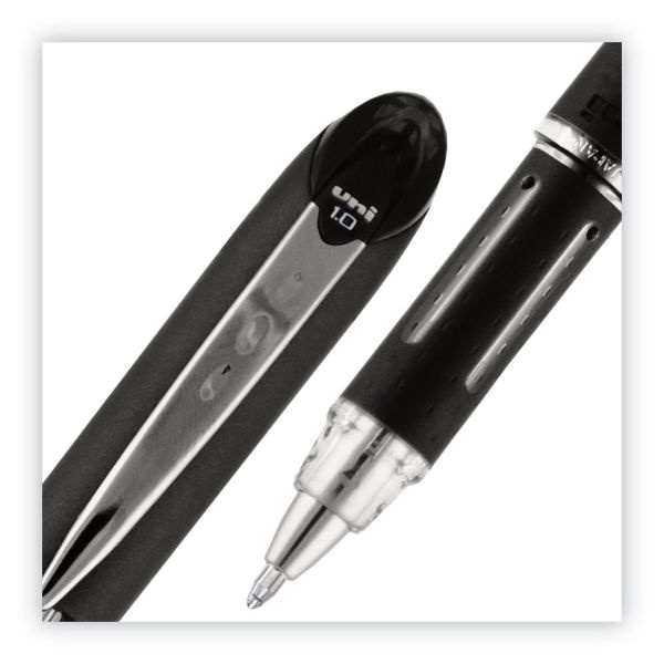 Uniball Jetstream Stick Hybrid Gel Pen, Bold 1 Mm, Black Ink, Black/Silver Barrel
