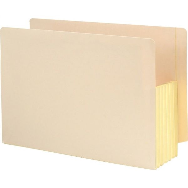 Smead Manila End Tab File Pockets With Tyvek-Lined Gussets, 5.25" Expansion, Legal Size, Manila, 10/Box