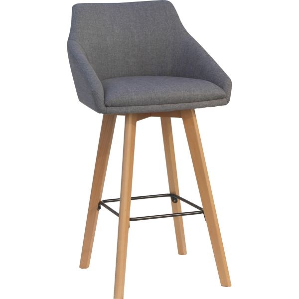 Lorell Gray Flannel Mid-Century Modern Guest Stool