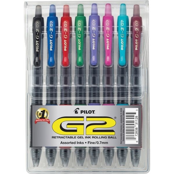 Pilot® G-2® Retractable Gel Pens, Ultra Fine Point, 0.38 mm, Clear