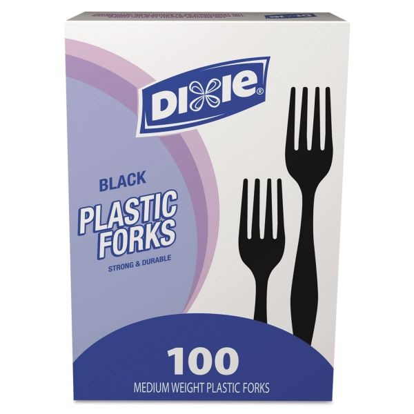 Dixie Medium-Weight Disposable Forks Grab-N-Go By Gp Pro - 100 / Box - 10/Carton - Fork - 1000 X Fork - Black