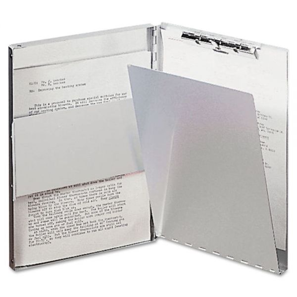 Saunders Snapak Aluminum Side-Open Forms Folder, 0.5" Clip Capacity, Holds 8.5 X 14 Sheets, Silver