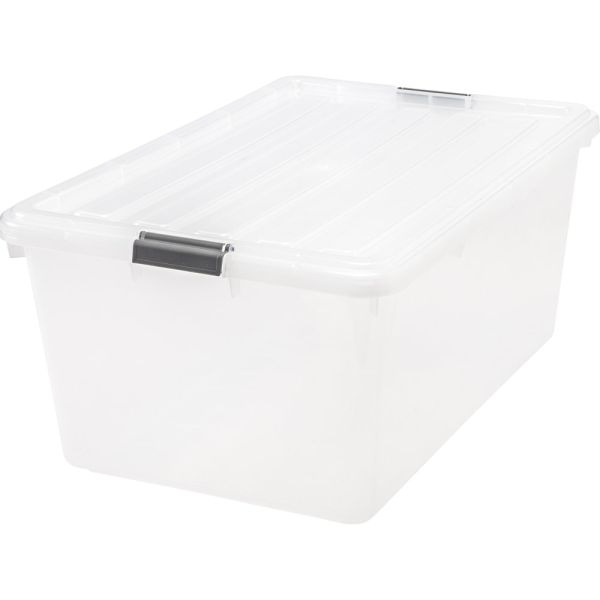 Iris Storage Boxes With Lift-Off Lids, 26 1/10" X 17 1/2" X 11 1/4", Clear, Case Of 5