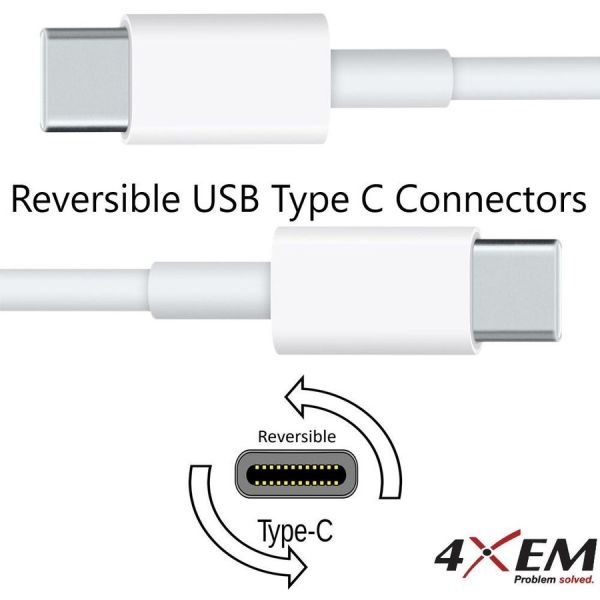 4Xem Usb-C To Usb-C Cable M/M Usb 3.1 Gen 2 10Gbps 3Ft White
