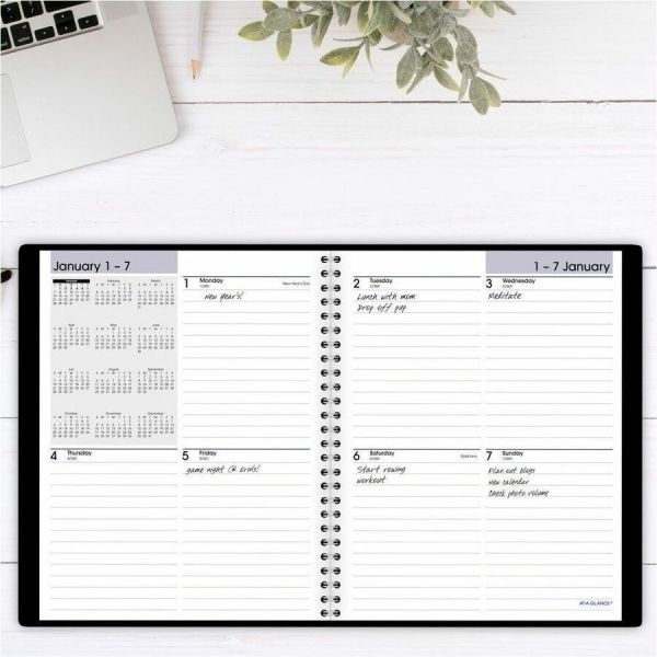 At-A-Glance Dayminder Open-Schedule Weekly Appointment Book, 8.75 X 7, Black Cover, 12-Month (Jan To Dec): 2024