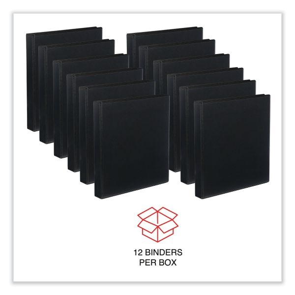Universal Slant D-Ring View Binder, 3 Rings, 1" Capacity, 11 X 8.5, Black, 12/Carton