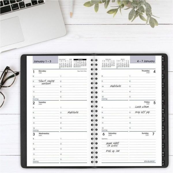At-A-Glance Dayminder Block Format Weekly Appointment Book, Tabbed Telephone/Add Section, 8.5 X 5.5, Black, 12-Month (Jan To Dec): 2024