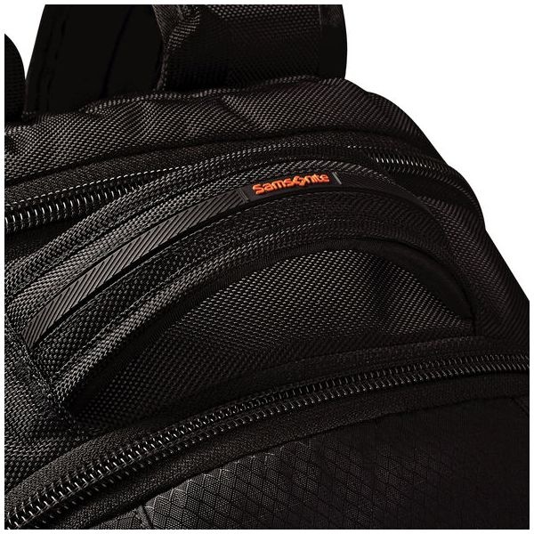 Samsonite Tectonic 2 Carrying Case (Backpack) For 17" Notebook - Black, Orange - Shock Resistant Interior, Slip Resistant Shoulder Strap - Poly Ballistic, Tricot Interior - Shoulder Strap, Handle - 18" Height X 13.3" Width X 8.6" Depth