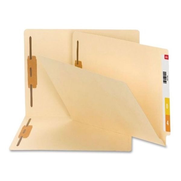 Smead Recycled Manila End Tab Fastener Folders, 0.75" Expansion, 2 Fasteners, Letter Size, Manila Exterior, 50/Box