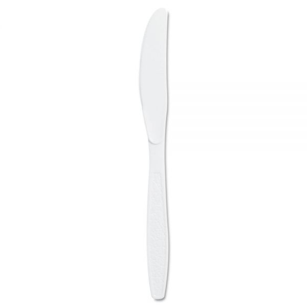 Guildware Extra Heavyweight Plastic Cutlery, Knives, White, 100/Box