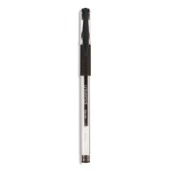 Comfort Grip Gel Pen, Stick, Fine 0.5 Mm, Black Ink, Clear/Black Barrel, Dozen