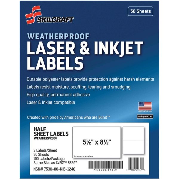 Skilcraft Weatherproof Mailing Labels