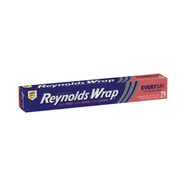 Reynolds Wrap Standard Aluminum Foil Roll, 12" X 75 Ft, Silver, 35 Rolls/Carton