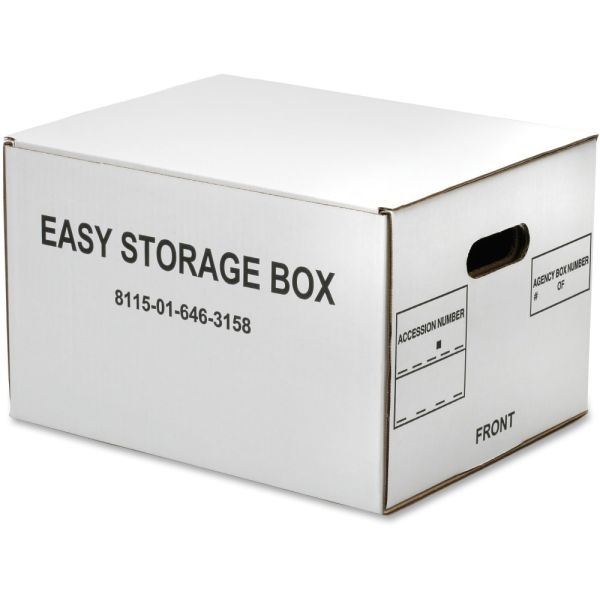 Skilcraft Easy Storage Boxes With Lift-Off Lids, Letter/Legal Size, 12" X 12" X 9 1/2", White, Case Of 12 (Abilityone 8115 01 646 3158)