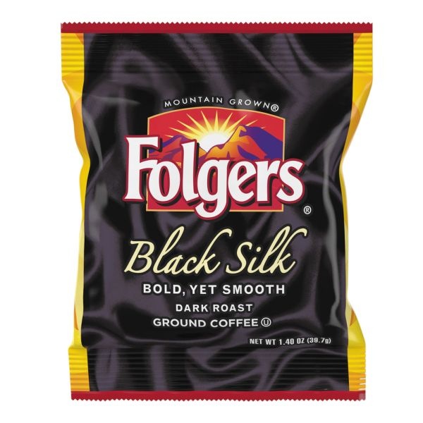 Folgers Coffee, Black Silk, Dark Roast, Packet Makes 4 Cups, 42 Packs/Carton