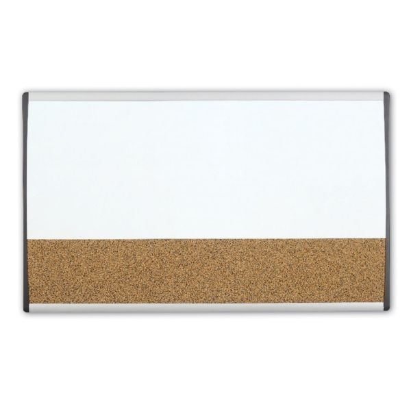 Quartet Arc Magnetic Combination Dry-Erase/Cork Cubicle Board, 30" X 18", Silver Aluminum Frame