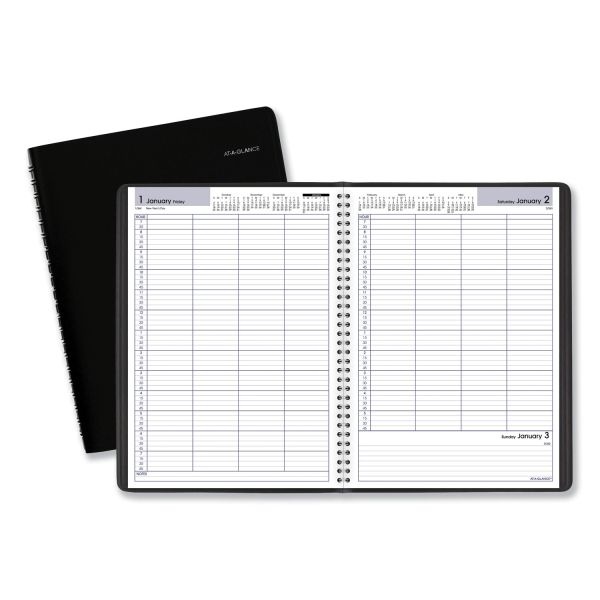 At-A-Glance Dayminder Four-Person Group Daily Appointment Book, 11 X 8, Black Cover, 12-Month (Jan To Dec): 2024