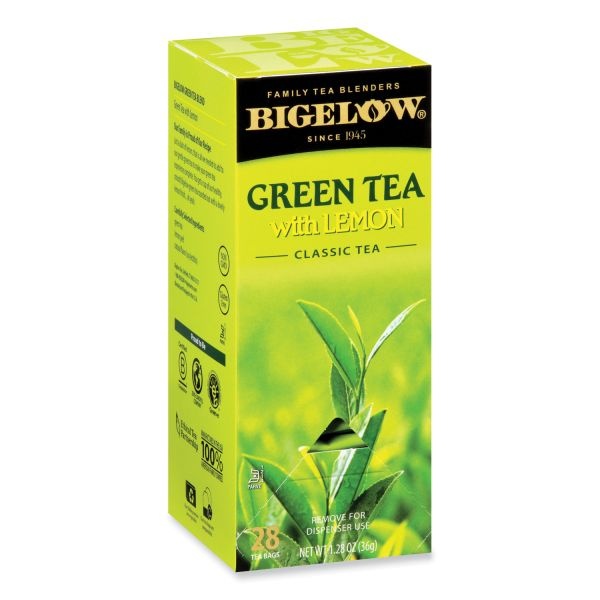 Bigelow Green Tea With Lemon, Lemon, 0.34 Lbs, 28/Box