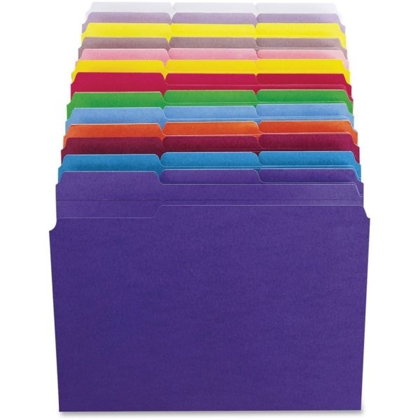 Smead Reinforced Top Tab Colored File Folders, 1/3-Cut Tabs: Assorted, Letter Size, 0.75" Expansion, Red, 100/Box