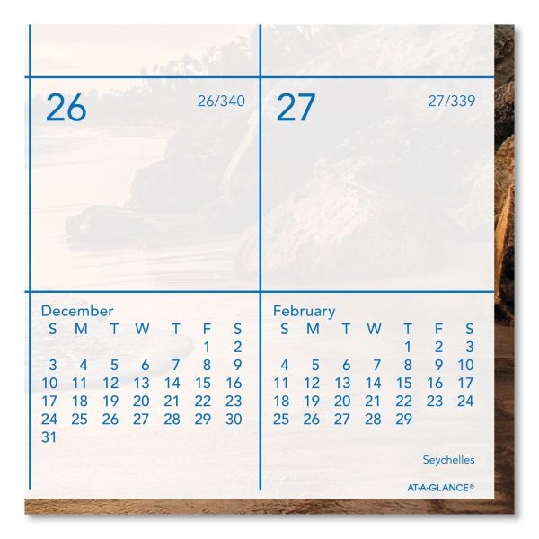 At-A-Glance Tropical Escape Wall Calendar, Tropical Escape Photography, 15 X 12, Pale Blue/Multicolor Sheets, 12-Month (Jan To Dec): 2024