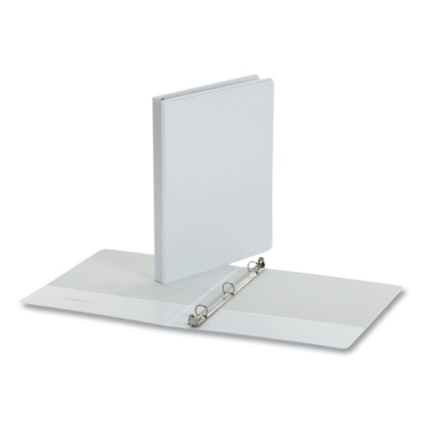 Universal Economy Round Ring View Binder, 3 Rings, 0.5" Capacity, 11 X 8.5, White, 12/Carton