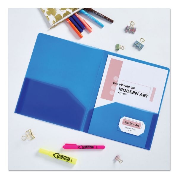 Avery Plastic Two-Pocket Folder, 20-Sheet Capacity, Translucent Blue, 1 Each