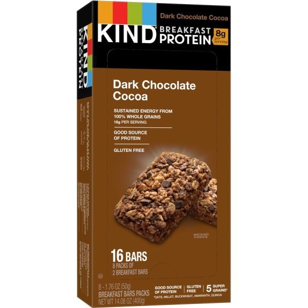 Kind Breakfast Protein Bars, Dark Chocolate Cocoa, 50 G Box, 8/Pack