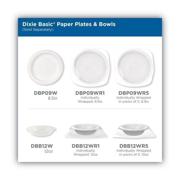 Dixie Everyday Disposable Dinnerware, Individually Wrapped, Bowl, 12 Oz, White, 500/Carton