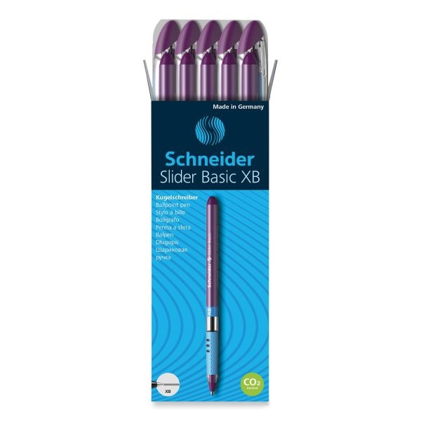 Slider Basic Ballpoint Pen, Stick, Extra-Bold 1.4 Mm, Violet Ink, Violet Barrel, 10/Box