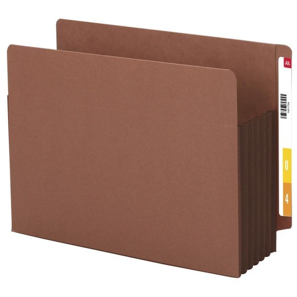 Smead Extra-Wide Redrope End-Tab File Pocket With Dark Brown Tear Resistant Gusset, Extra Wide Letter Size, 5 1/4" Expansion, 30% Recycled, Box Of 10