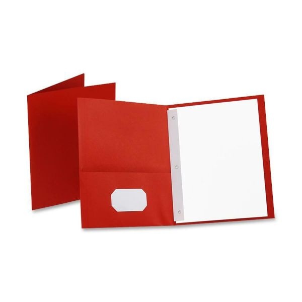 Oxford Twin-Pocket Portfolio With Fasteners, 8 1/2" X 11", Red, Pack Of 25