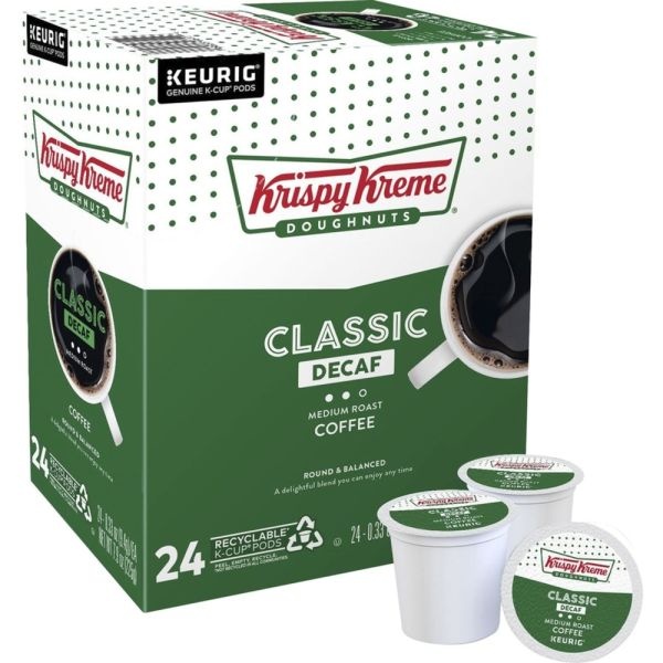 Krispy Kreme Doughnuts Decaf Coffee K-Cups, Decaf, Medium Roast, 24/Box
