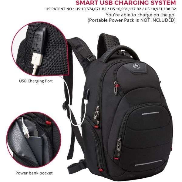 Swissdigital Design Neptune Sv Massage Sd1003m-V1 Carrying Case (Backpack) For 15.6" To 16" Apple, Amazon Iphone Ipad Notebook, Macbook Pro - Black