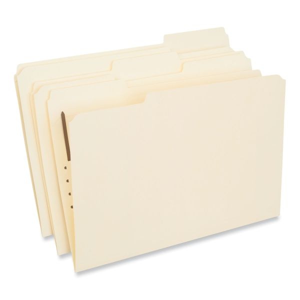 Universal Reinforced Top Tab Fastener Folders, 0.75" Expansion, 1 Fastener, Legal Size, Manila Exterior, 50/Box