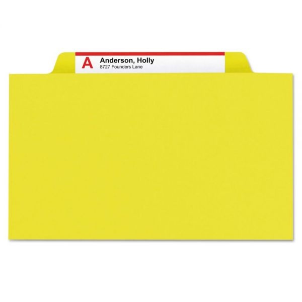 Smead Six-Section Pressboard Top Tab Classification Folders, Six Safeshield Fasteners, 2 Dividers, Legal Size, Yellow, 10/Box
