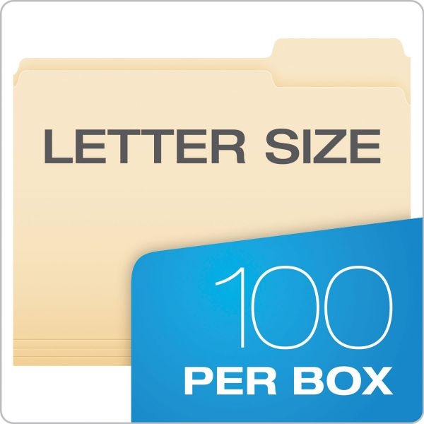 Pendaflex Manila File Folders, 1/3-Cut Tabs: Right Position, Letter Size, 0.75" Expansion, Manila, 100/Box