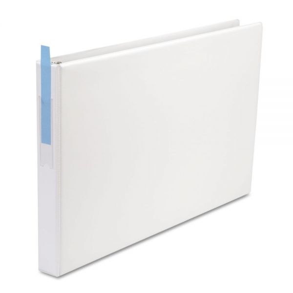 Universal Ledger-Size 3-Ring Binder With Label Holder, 1" Capacity, Round Ring, White